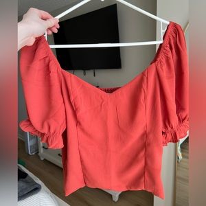 Abercrombie puff- sleeve, sweetheart red top